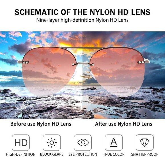Women Aviator Sunglasses Rimless Oversized Gradient Mirrored UV Fashion main image 6